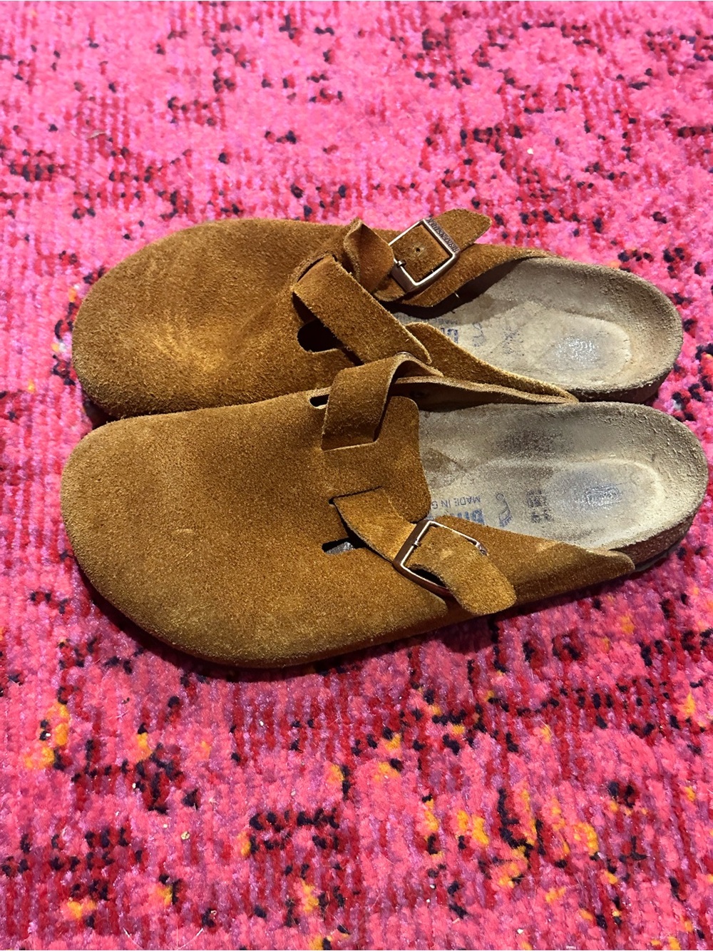 Birkenstock Boston Suede Clog in Chestnut Brown